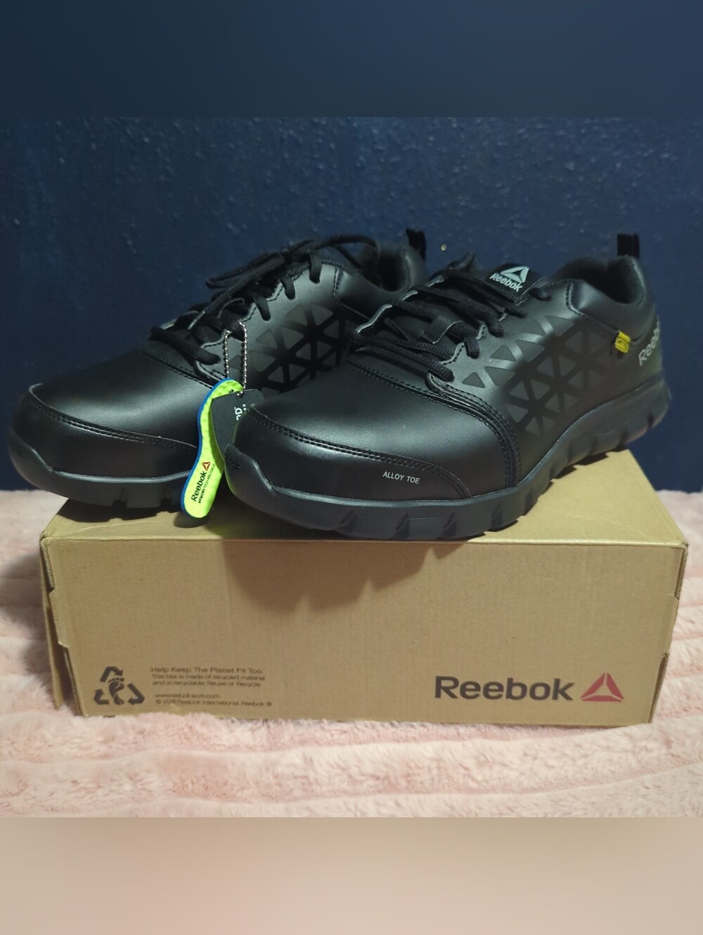 Reebok Sublite Cushion Men’s 13 Wide Black Alloy Toe Safety Work Shoes RB4046